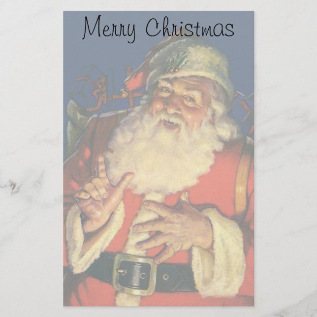 Papelería Vintage Christmas, Jolly Santa Claus con juguetes (Anverso)