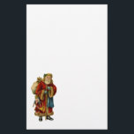 Papelería Vintage Christmas Old World Santa Claus<br><div class="desc">Escribiendo un artículo con un viejo Navidad vintage de Santa Claus. El clásico santa del viejo mundo, con su famoso abrigo rojo y llevando una bolsa llena de juguetes. Este Santa de la vieja usanza es delgado y tiene un bastón para caminar por la tierra regalando juguetes a todos los...</div>