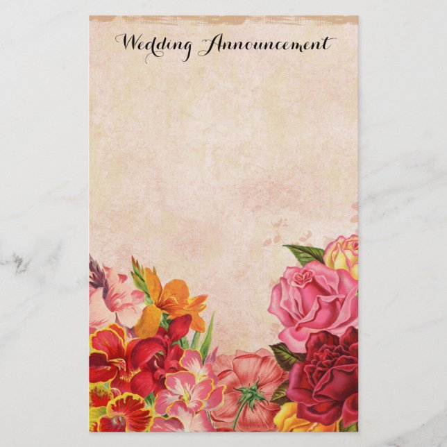 Papelería Vintage Floral Boda Invitación Scrapbook (Anverso)