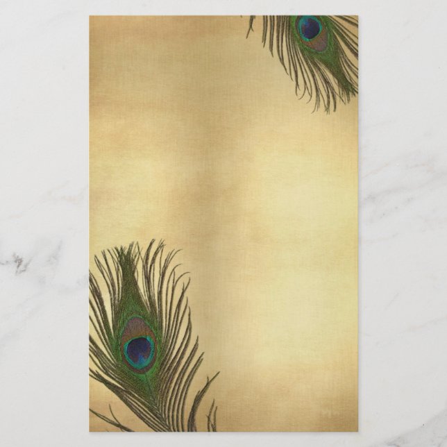 Papelería Vintage Look Peacock Feathers Elegante (Anverso)