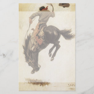 Papelería Vintage occidental, vaquero en un caballo Bucking