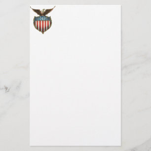 Papelería Vintage patriótico, Eagle calvo con la bandera