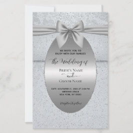 Papelería Vintage plateado con invitación a bodas de barro