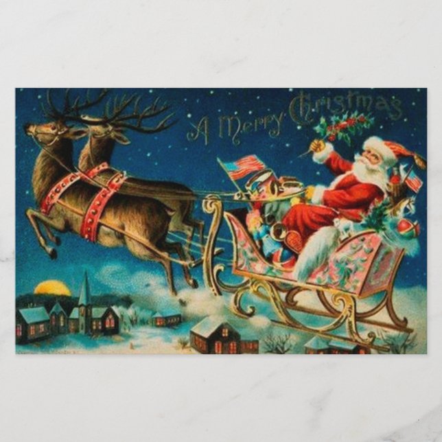 Papelería Vintage Santa Claus Sleigh Navidades (Anverso)