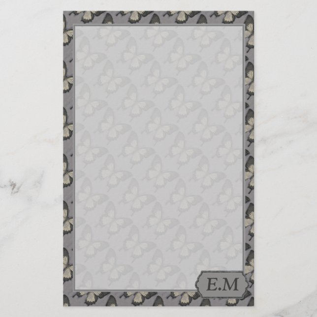 Papelería Vintage Violet Butterfly Pattern Personalised (Anverso)