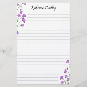Papelería Violet Sweet Pea Floral Añadir nombres enrollados