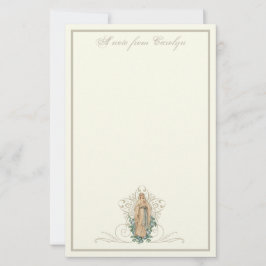 Papelería Virgen Católica María Elegante Floral Religiosa