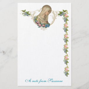 Papelería Virgen Católica María Floral Religiosa