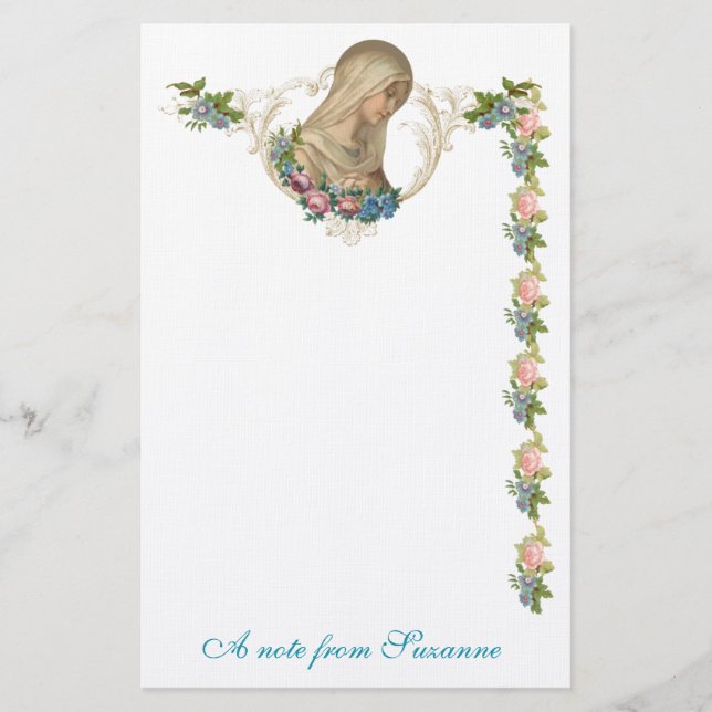 Papelería Virgen Católica María Floral Religiosa (Anverso)