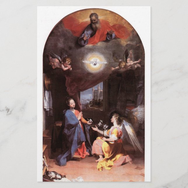 Papelería VIRGEN Y ANGEL DE ANUNCIACIÓN, Blanco (Anverso)