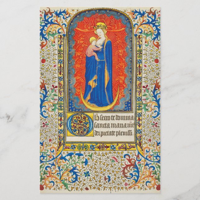 Papelería VIRGINA CON NIÑOS Y ANGELES Antiguos Bañones Flora (Anverso)