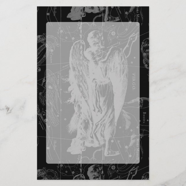 Papelería Virgo Constellation Hevelius 1690 en negro (Anverso)