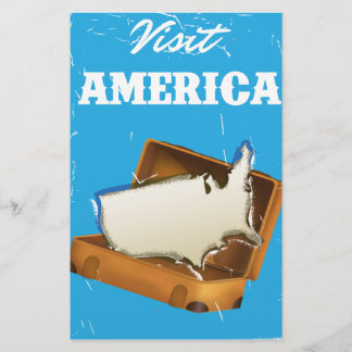 Papelería Visita América cartel de viaje antiguo retro