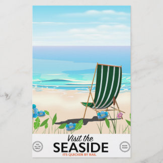 Papelería Visita el cartel de viaje vintage de Seaside