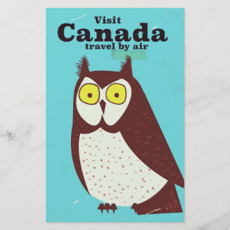 Papelería Visita el póster del búho de Canadá