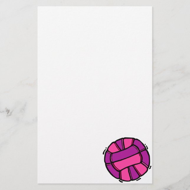 Papelería Voleibol rosado y púrpura (Anverso)