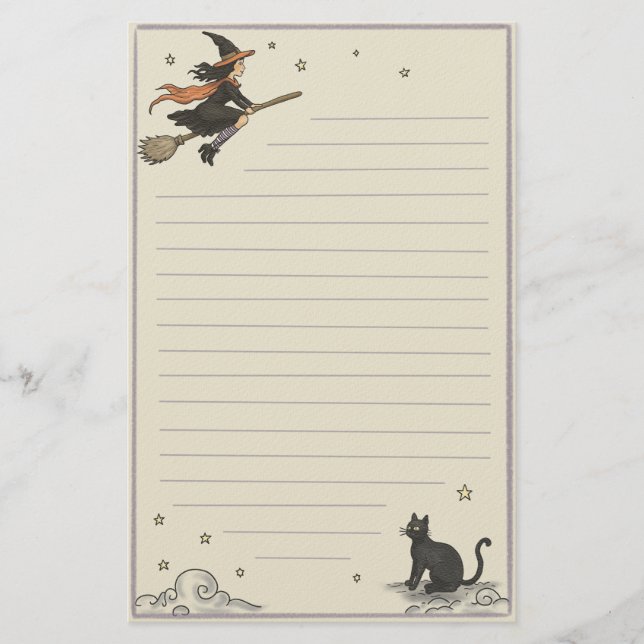 Papelería Vuelo encantado rayado 5.5" x 8.5" (Anverso)