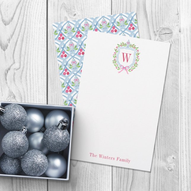 Papelería Watercolor Chinoiserie Ginger Jar Monograma Escudo (Subido por el creador)