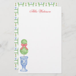 Papelería Watercolor Chinoiserie Navidades Bow Topiary