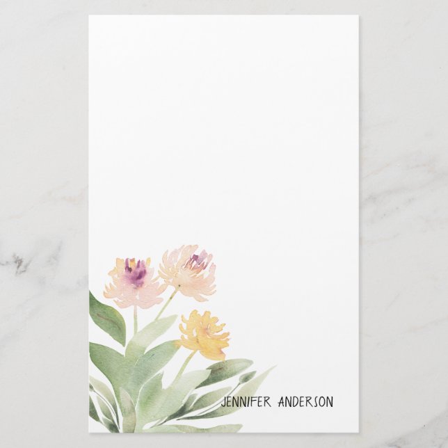 Papelería Watercolor Moderno Springtime Floral Greeneration (Anverso)