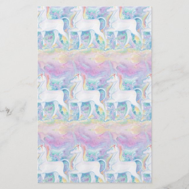 Papelería Watercolor Unicornios (Anverso)