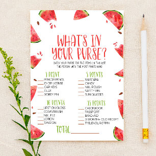 Papelería Watermelon Pink What's In Purse Baby Shower Game