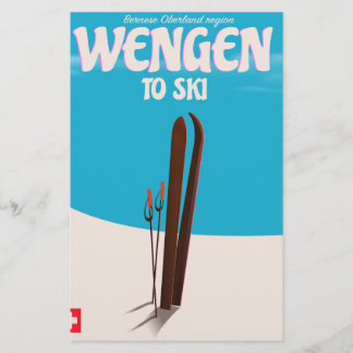 Papelería Wengen, Suiza, cartel de esquí