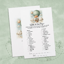 Papelería What's In Your Purse Fox Baby Shower Game Card