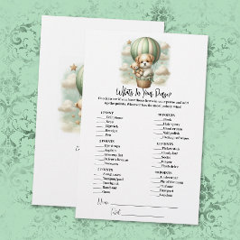 Papelería What's In Your Purse Puppy Baby Shower Game Card