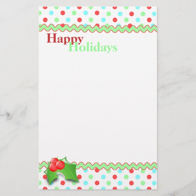 Papelería Whimsical Polka Dot Holiday Stationery (Anverso)