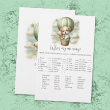 Who's My Mommy Puppy Baby Shower Game Card