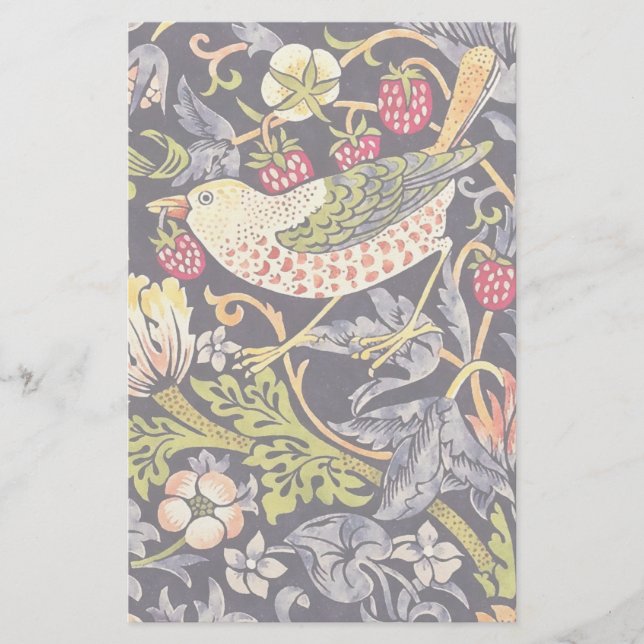 Papelería William Morris Strawberry Thief Floral Art Nouveau (Anverso)