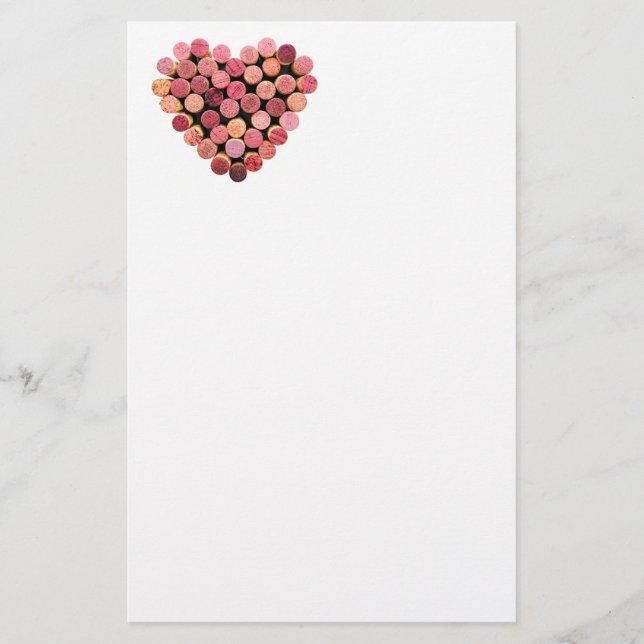 Papelería Wine Cork Heart Stationery (Anverso)
