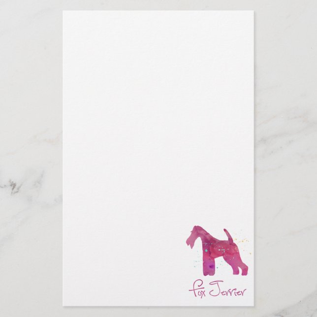 Papelería Wire Fox Terrier Silhouette Watercolor Design (Anverso)