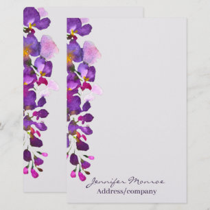 Papelería Wisteria morada personalizada