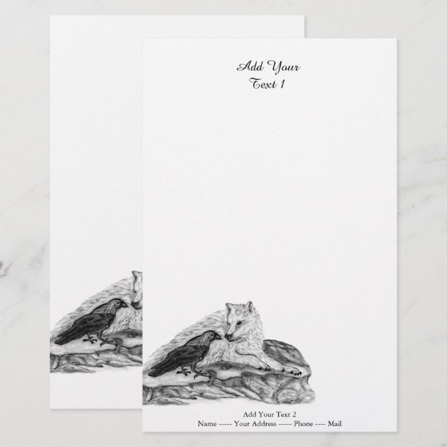 Papelería Wolf and Raven - Diseño en blanco y negro (Anverso / Reverso)