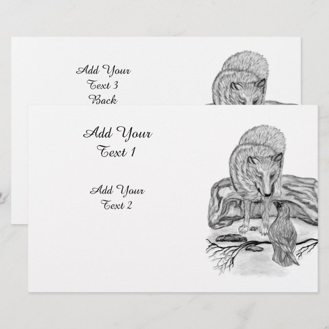 Papelería Wolf and Raven - Diseño en blanco y negro (Anverso / Reverso)