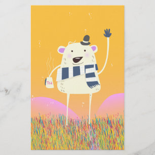 Papelería Yeti adorable con una bonita taza caliente de té