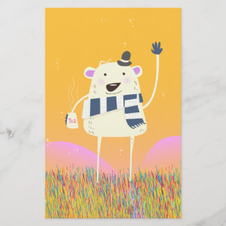 Papelería Yeti adorable con una bonita taza caliente de té