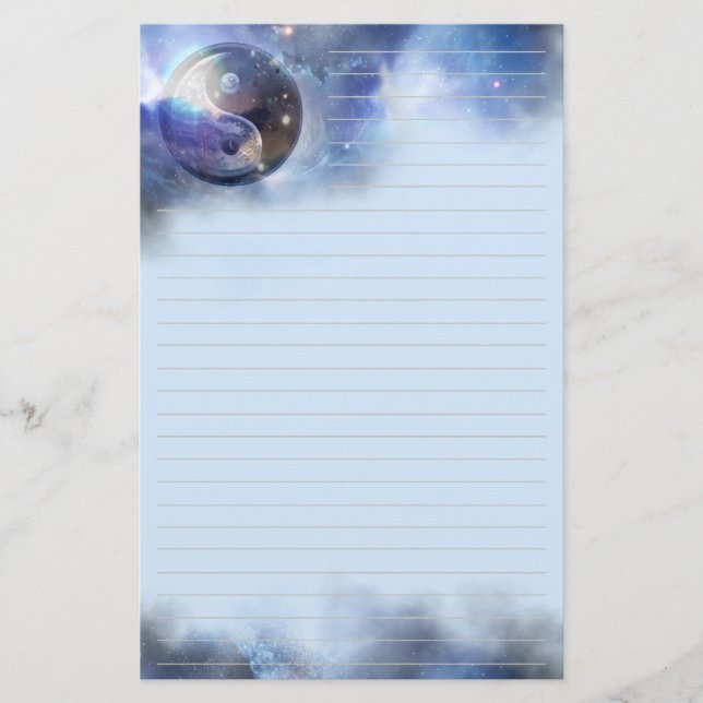 Papelería Yin azul cósmico Yang alineado (Anverso)