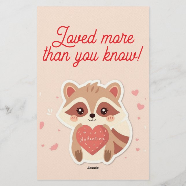 Papelería You Stole My Heart Raccoon Valentine Card (Reverso)
