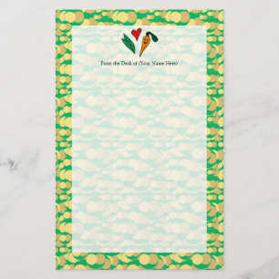 Papelería Zanahorias del amor de los guisantes, diseño verd