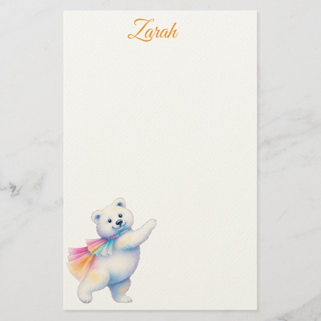 Papelería Zarah the Dancing Polar Bear | Personalized (Anverso)