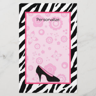 Papelería Zebra de moda Zebra Girly zapatillas rosadas con n