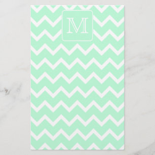 Papelería Zigzag de la verde menta con el monograma de