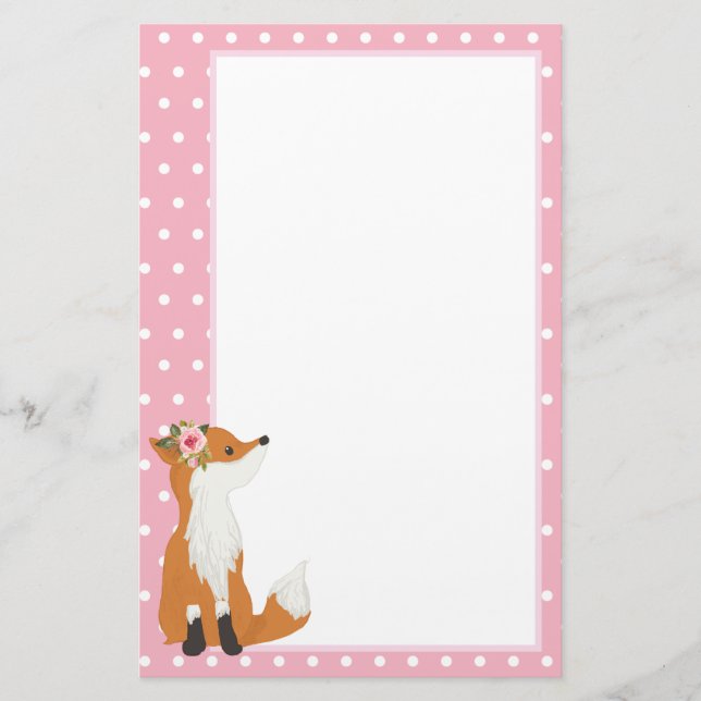 Papelería zorro, bosque, lindo, jovencito, divertido, (Anverso)