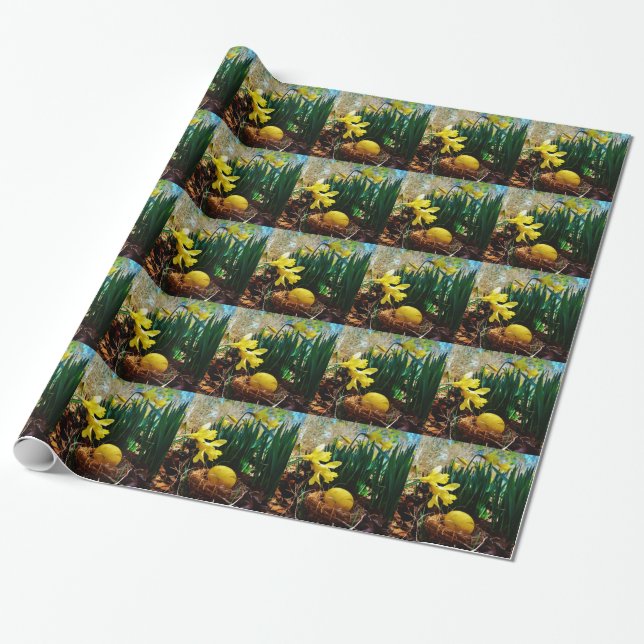 Papeles amarillos y huevo de Pascua Amarillo (Desenrollado)