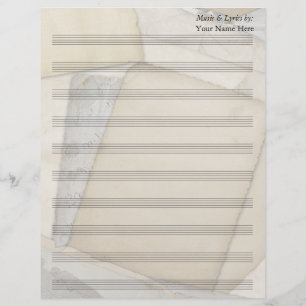Papeles antiguos Hoja en blanco Música 10 Stave