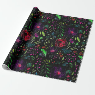 PAPELES DE ENVOLTURA FLORAL BOTÁNICA OSCURA