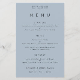 PAPER Typografía simple Dusty Blue Boda Menu